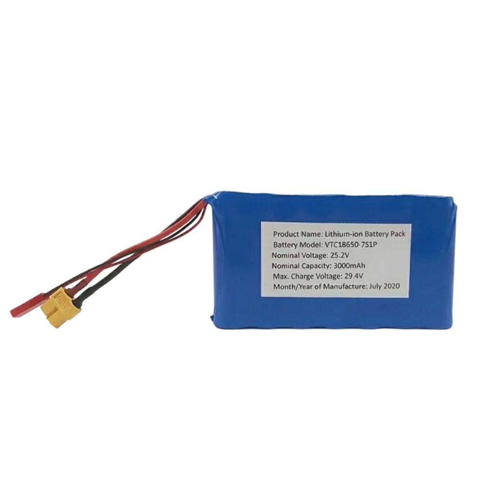 VTC18650-7S1P 25.2V 3000mAh Lithium Ion Battery Pack for portable industrial equipment, robotics power modules, backup power systems