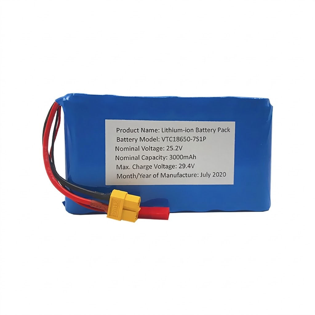 VTC18650-7S1P 25.2V 3000mAh Lithium Ion Battery Pack for portable industrial equipment, robotics power modules, backup power systems product view