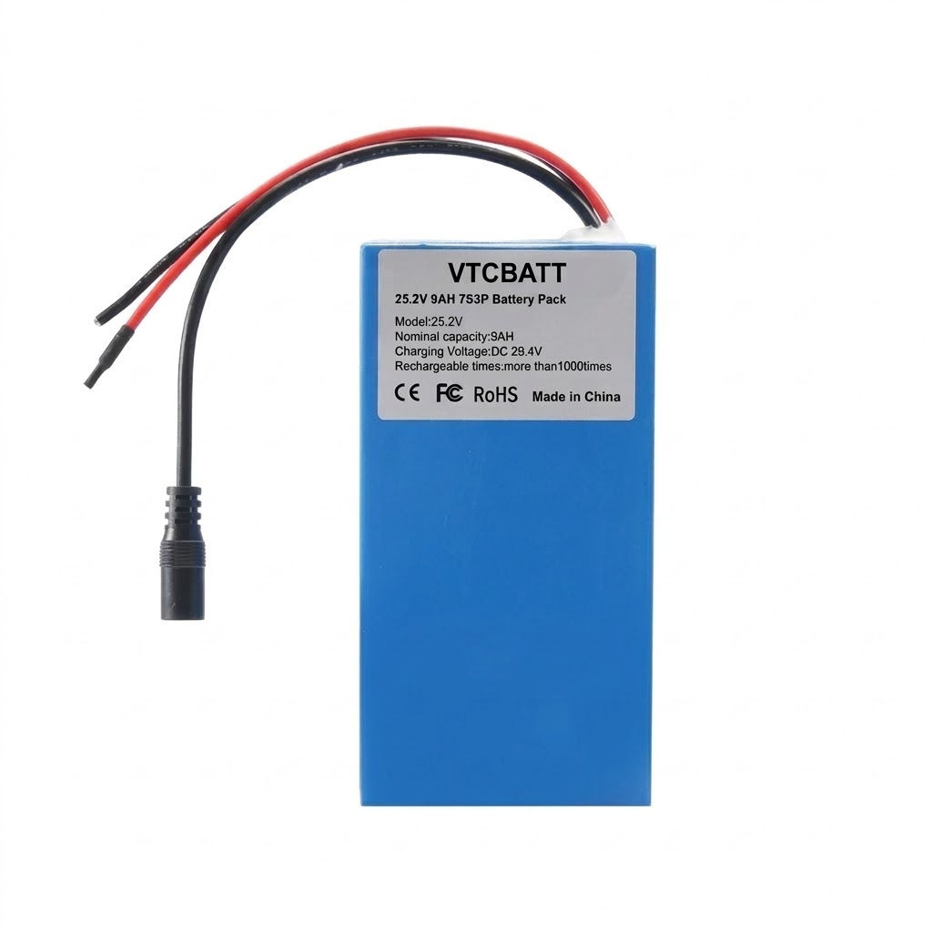 VTC18650-7S3P 25.2V 9000mAh Lithium-Ion Battery Pack for E-bike controllers, portable power modules, industrial backup devices