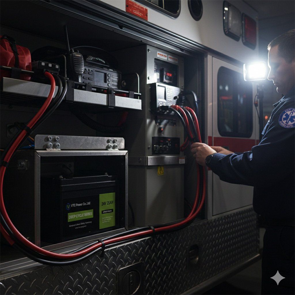 battery for emergency vehicle & first responder systems