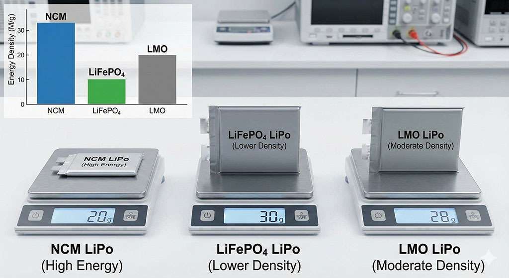 Energy Density & Weight Comparison (vs. NCM & LMO)