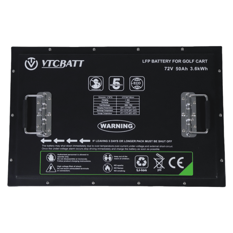 VTCBATT 72V 50Ah LiFePO4 Lithium Golf Cart Battery | Drop-In Replacement | Compatiable with EZ GO, Yamaha, Club car, 72V Motor System product view