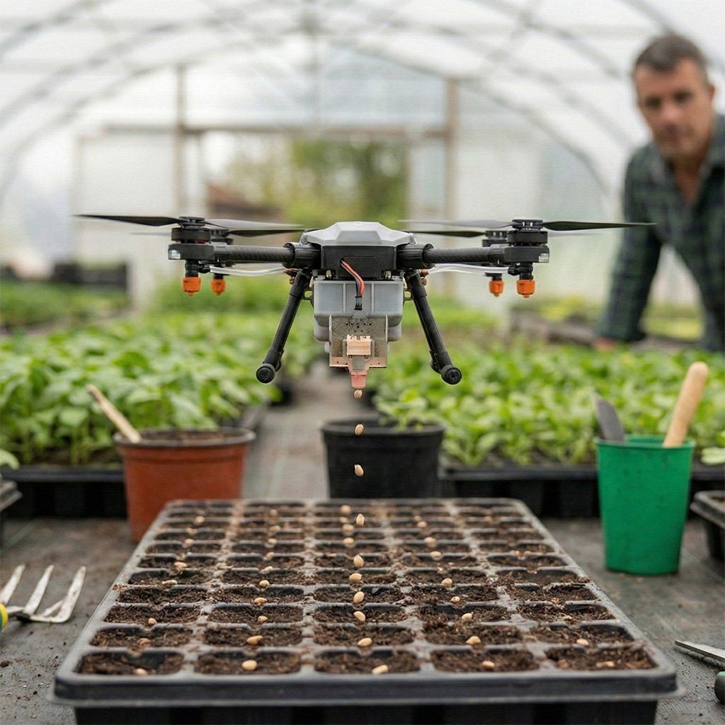 Compact multi-rotor precision seeding drone