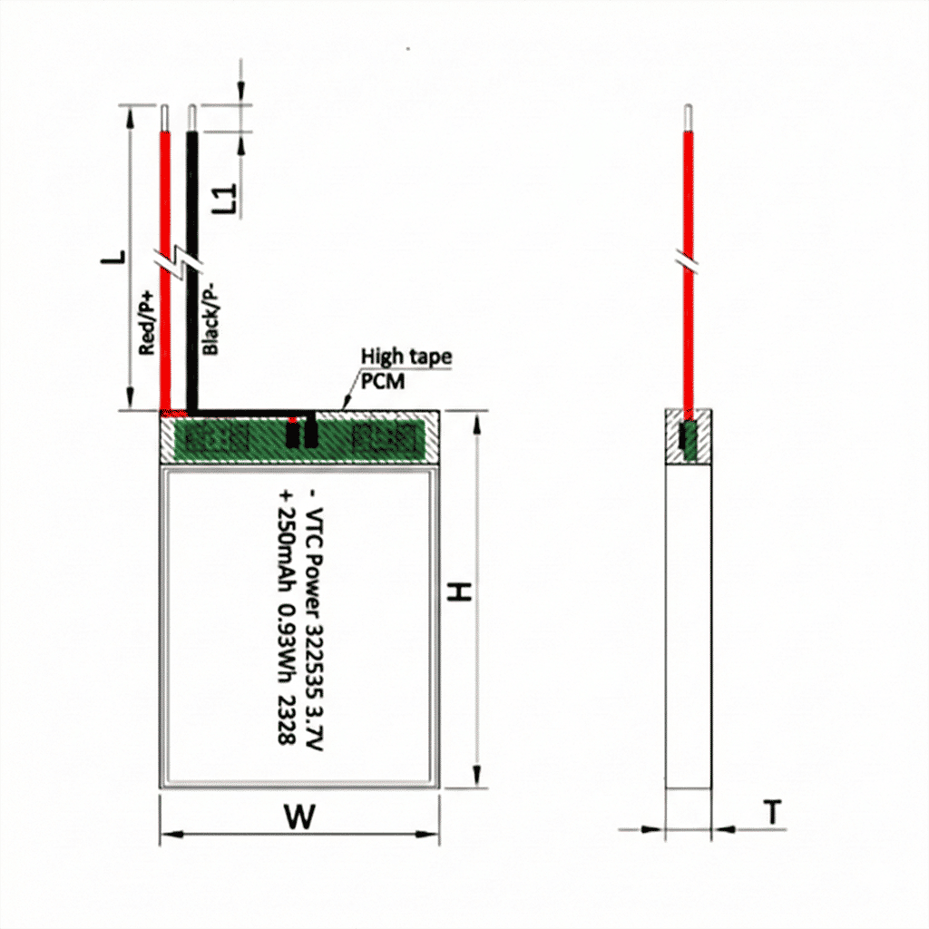 Drawing of battery pack