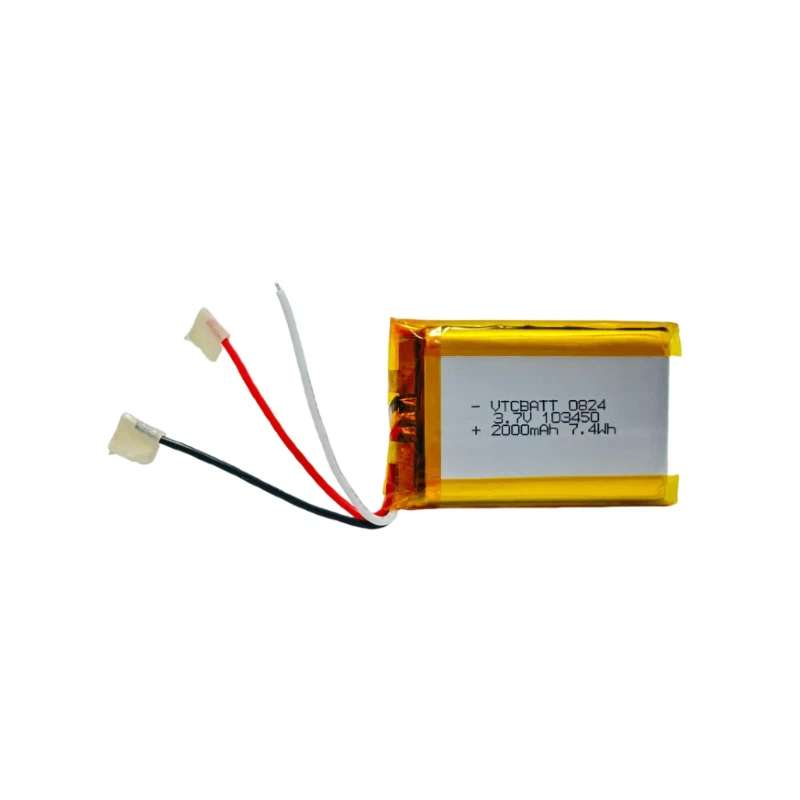 3.7 v 103450 2000mah lipo battery for Indoor security cameras,Bluetooth Wi-Fi Door Locks,Bluetooth speakers,Robotics toy
