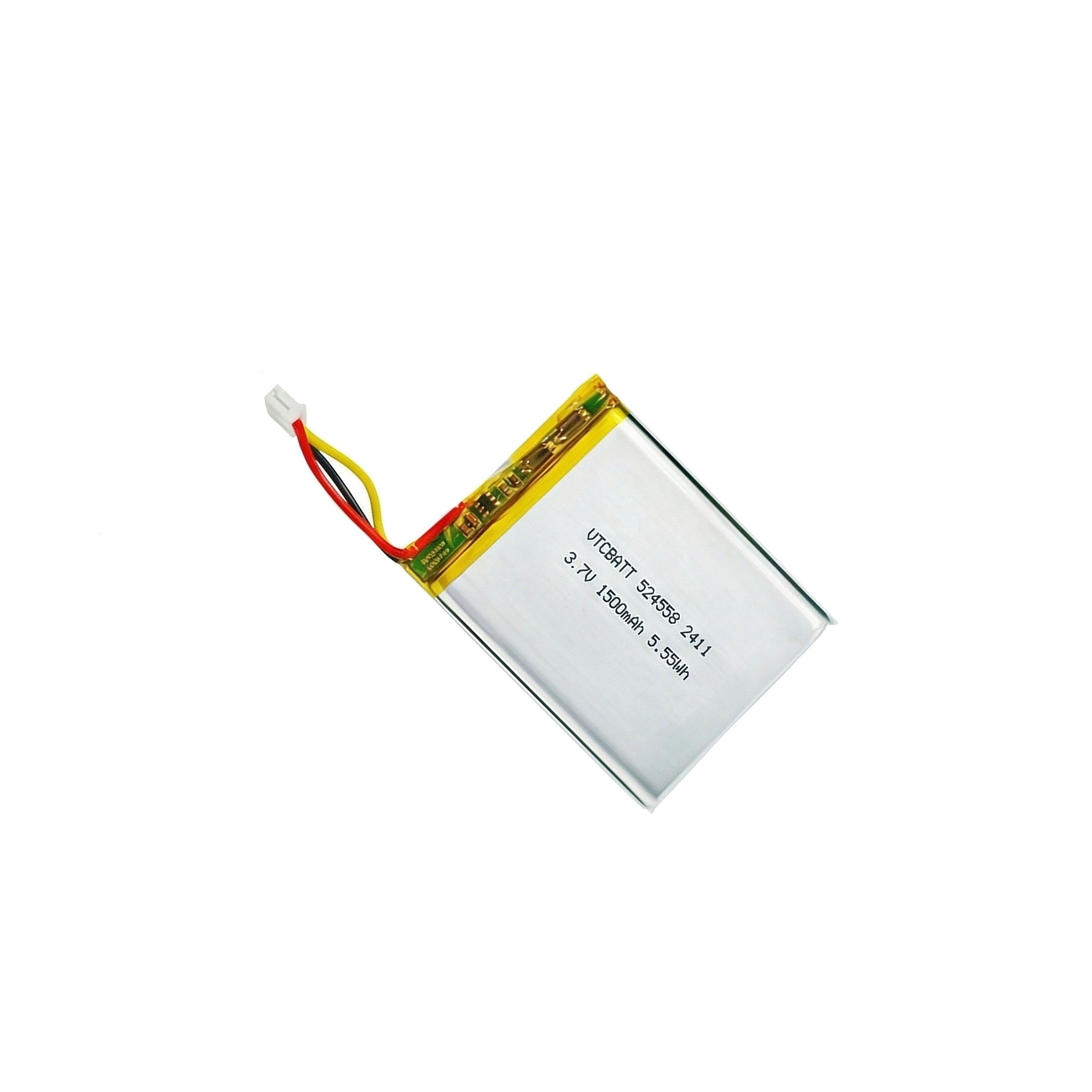 Pouch Battery 524558 3.7V 1500mAh for digital multimeters, large Bluetooth speakers, retro gaming handhelds product view
