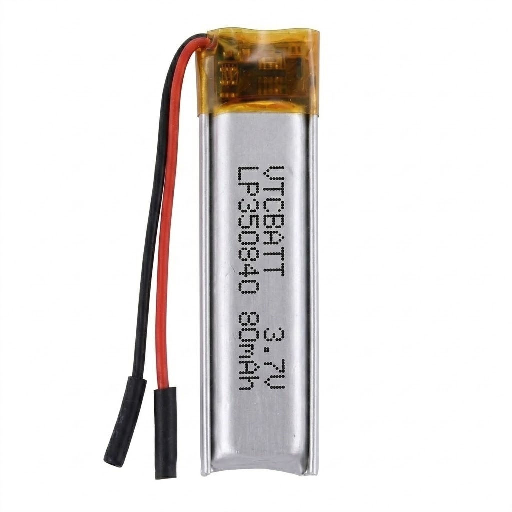 VTC-LP350840 3.7V 80mAh Li-ion Polymer Battery Pack for Bluetooth sensor modules, Miniature IoT data loggers, Wearable electronics product view