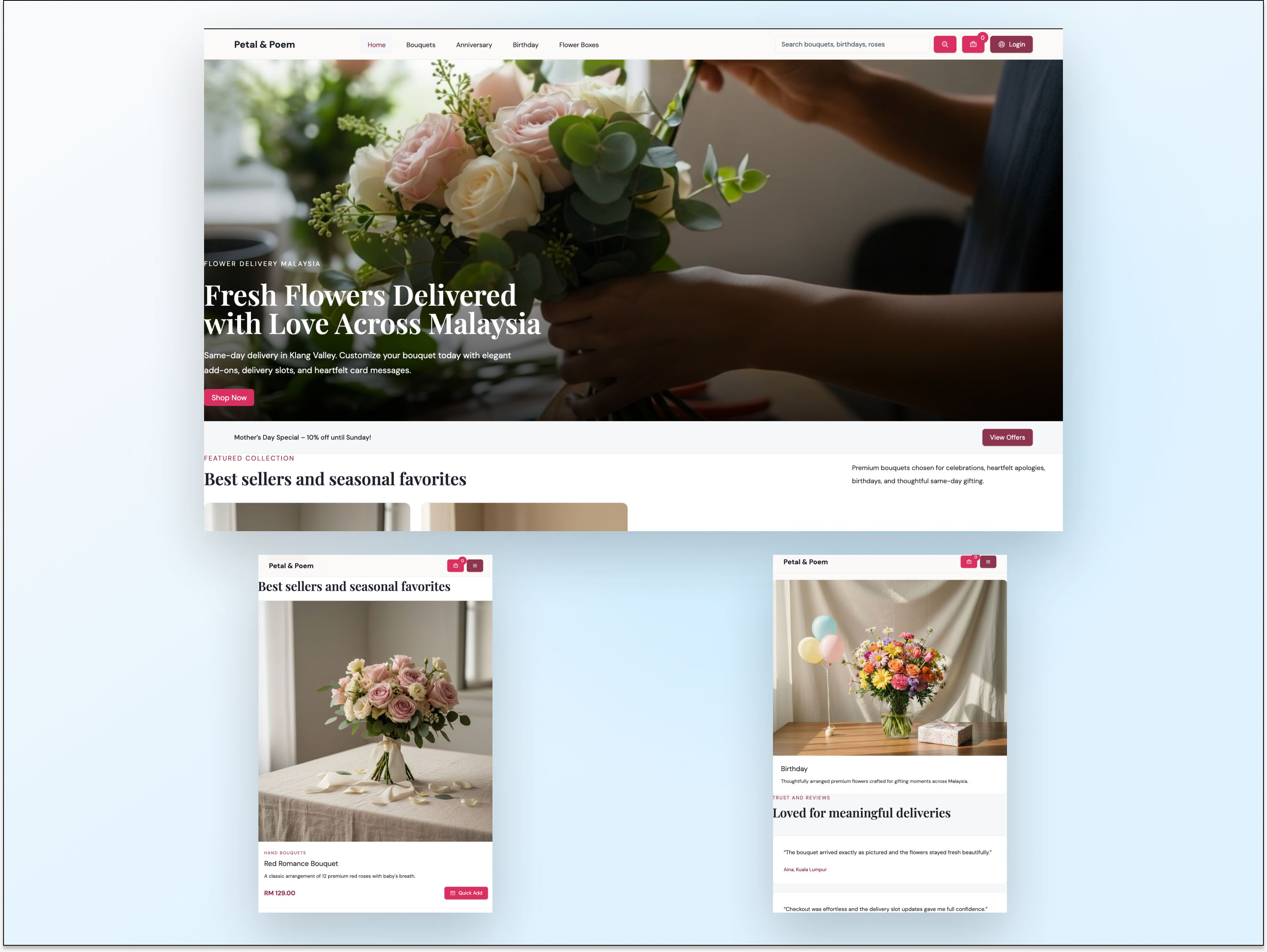 Custom AI-Native E-Commerce Web Development for Flower Shop