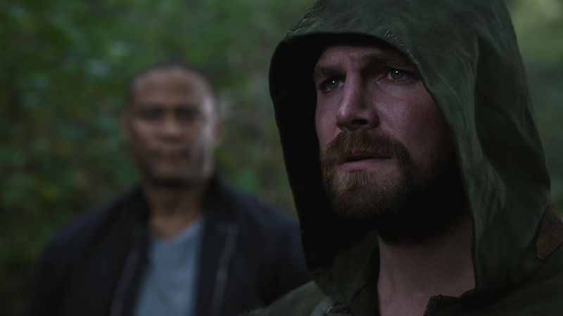 Oliver Queen and John Diggle in Crisis on Infinite Earths Part 3