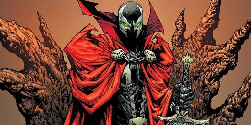 Spawn standing in front of his throne. 
