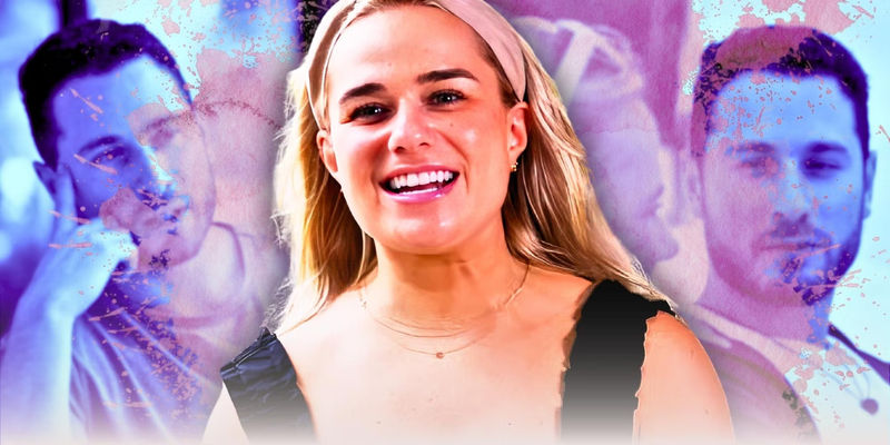 Emily and Brennan Married At first Sight season 17 montage with purple splatter background