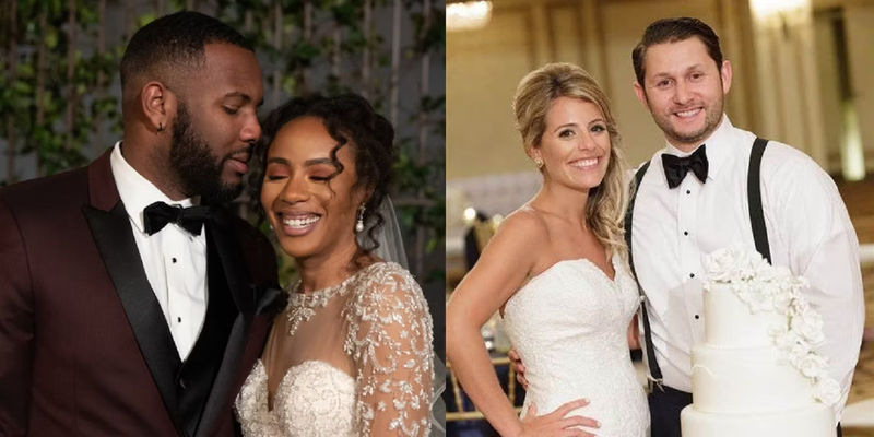 Couples from Married At First Sight Seasons 11 & 5 side by side images