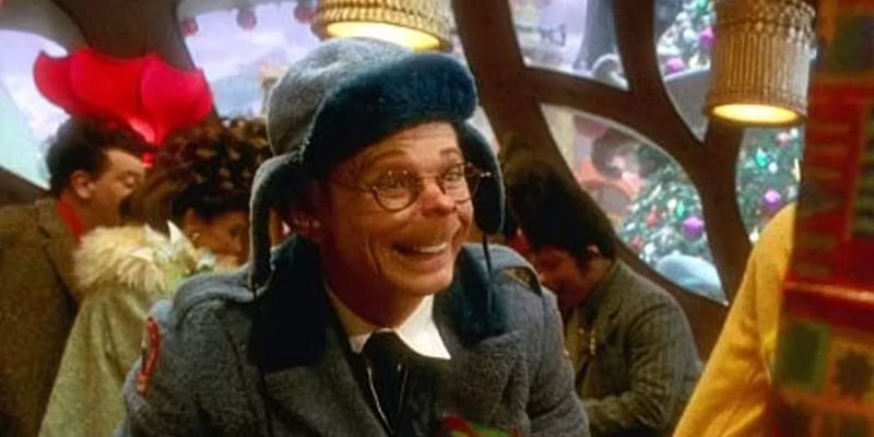 Lou Who (Bill Irwin) smiling in How The Grinch Stole Christmas.