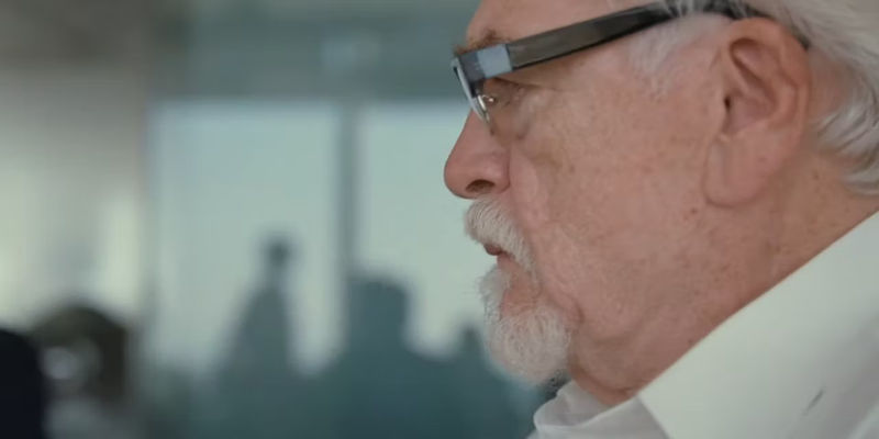 Brian Cox as Logan Roy after texting his father Roman Roy in Succession Season 3, Episode 8, “Chiantishire”