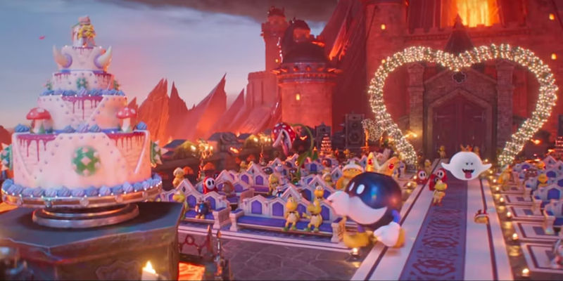 Guests at Bowser and Peachs wedding in Super Mario Bros Movie