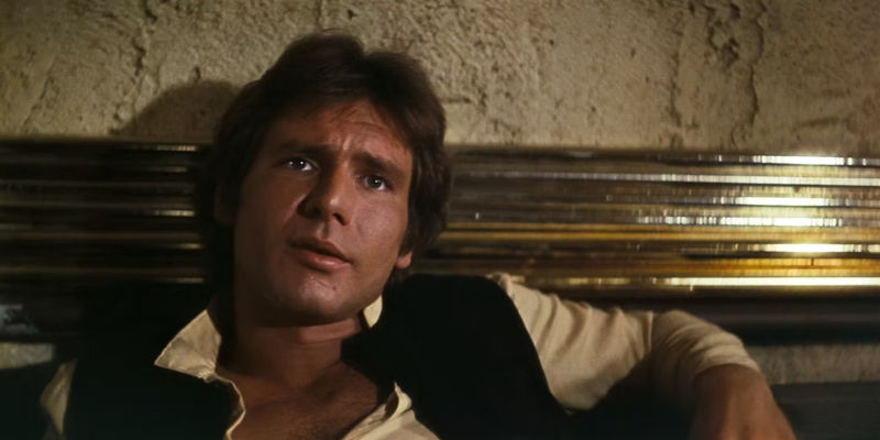 Han Solo (Harrison Ford) looking smug in Star Wars: Episode IV - A New Hope.