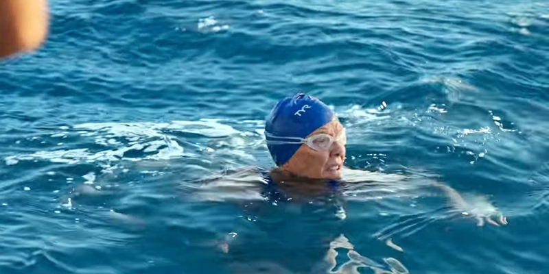 Annette Bening as Diana Nyad in Nyad on Netflix.