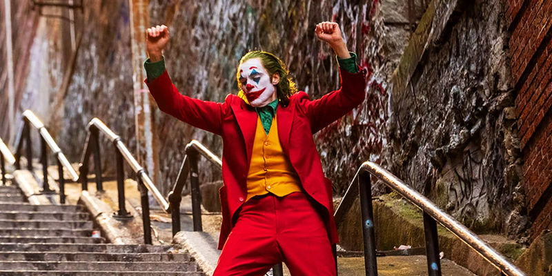 Joker dancing on steps in Joker