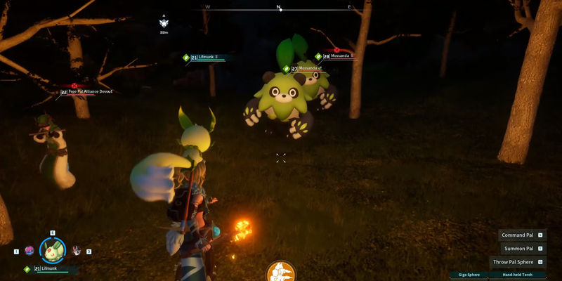 Image of two Mossandas coming towards a player in Palworld