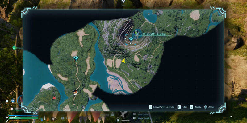 Image of the location on the map where Mossanda can be found in Palworld