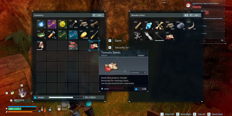 Image of some Tomato Seeds in a player's inventory in Palworld