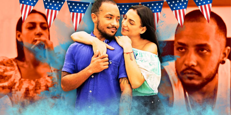 90 day fiance gabe isabel montage with america themes background