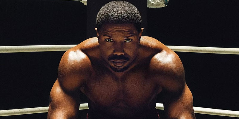 Michael B Jordan as Adonis Creed inside the ring in Creed III.