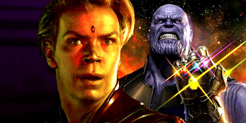 Adam Warlock in Guardians of the Galaxy Vol 3 and Thanos in Avengers Infinity War