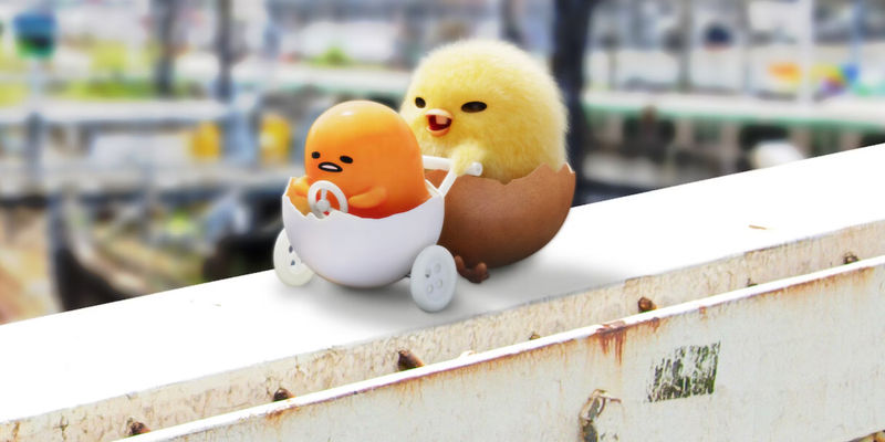 Gudetama with a chick in an egg in the Netflix series Gudetama An Eggcelent Adventure