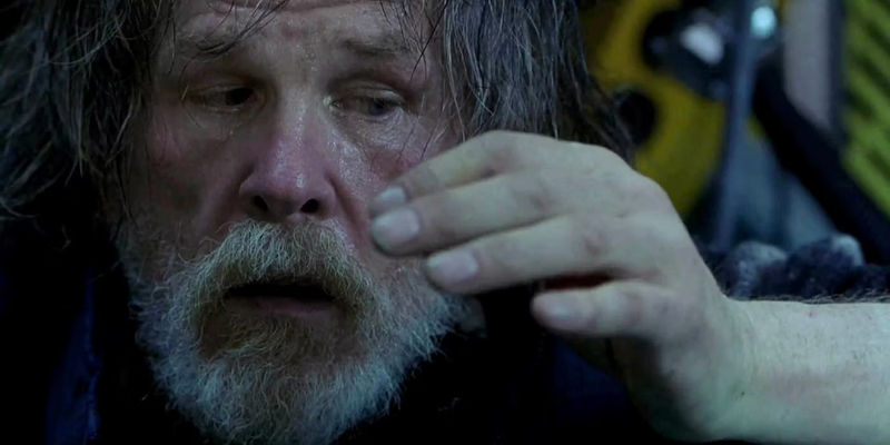 Nick Nolte as David Banner, looking at his hand in 2003's Hulk