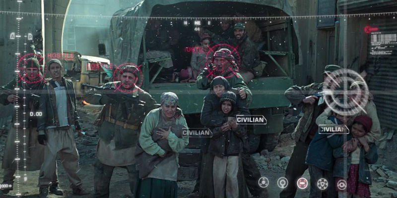 Iron Man's targeting system displayed in his suit in 2008's Iron Man