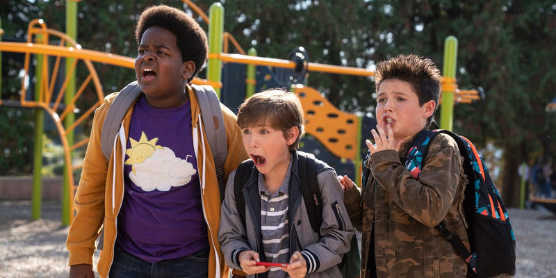 Three young boys looking shocked in Good Boys
