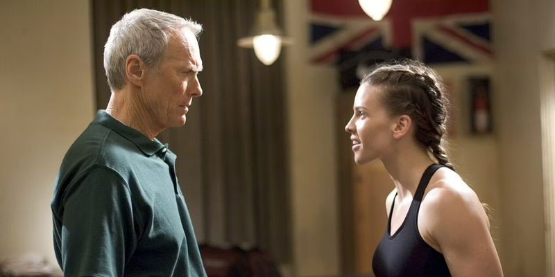 Clint Eastwood and Hilary Swank in Million Dollar Baby