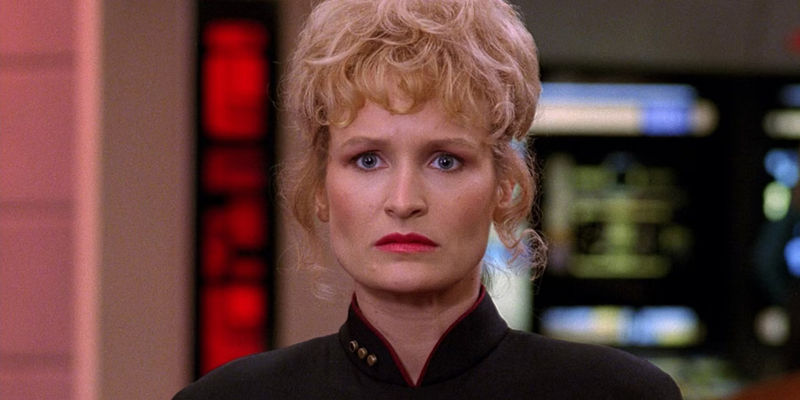 Elizabeth Dennehy as Commander Shelby in Best of Both Worlds