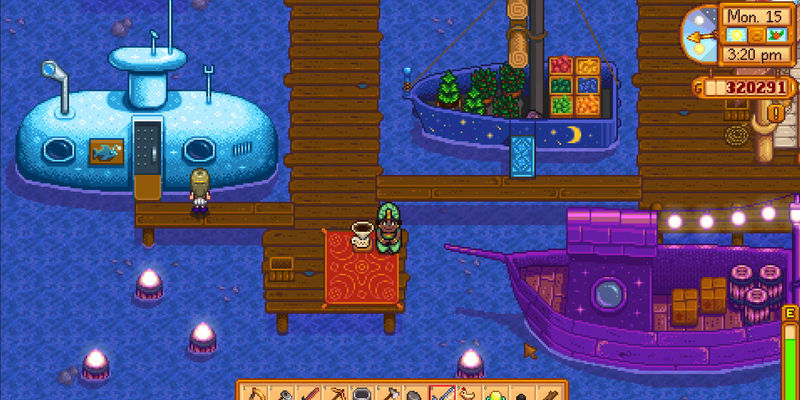 Image of the entrance to the submarine at the Night Mark in Stardew Valley