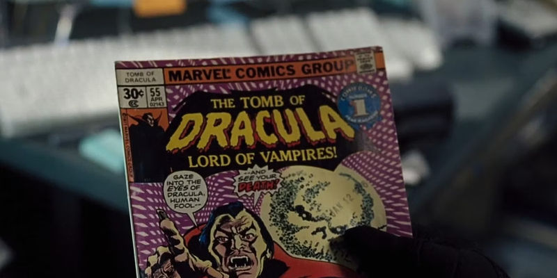 blade holding a Tomb Of Dracula Comic Book in Blade Trinity