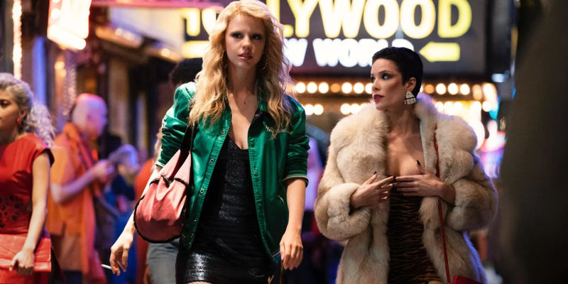 Mia Goth and Halsey walk through '80s Hollywood in MaXXXine