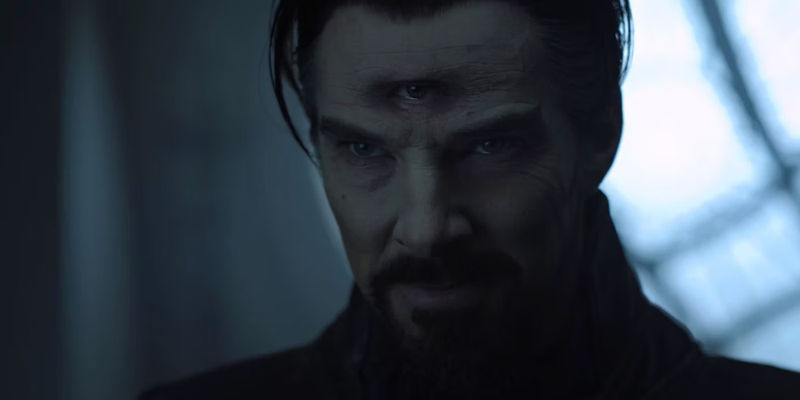 Sinister Strange glares with his third eye in Doctor Strange in the Multiverse of Madness