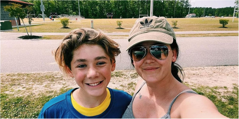 Jace and Jenelle Evans from Teen Mom franchise smiling for a photo.