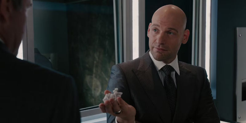 Corey Stoll as Darren Cross holding a tissue in Ant-Man (2015)