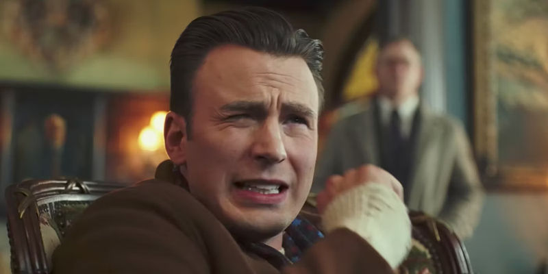 Chris Evans as Ransom Drysdale Cringing in Knives Out 