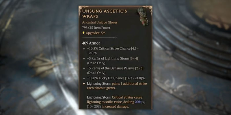 Unsung Ascetic's Wraps in Diablo 4