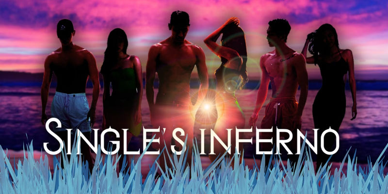 singles inferno promo with several cast members inshadow with show logo