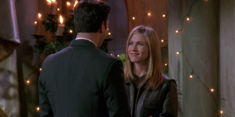 Rachel and Ross talking before his wedding in Friends