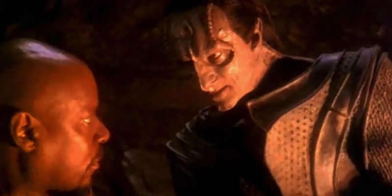 Avery Brooks and Marc Alaimo as Sisko and Dukat in Waltz