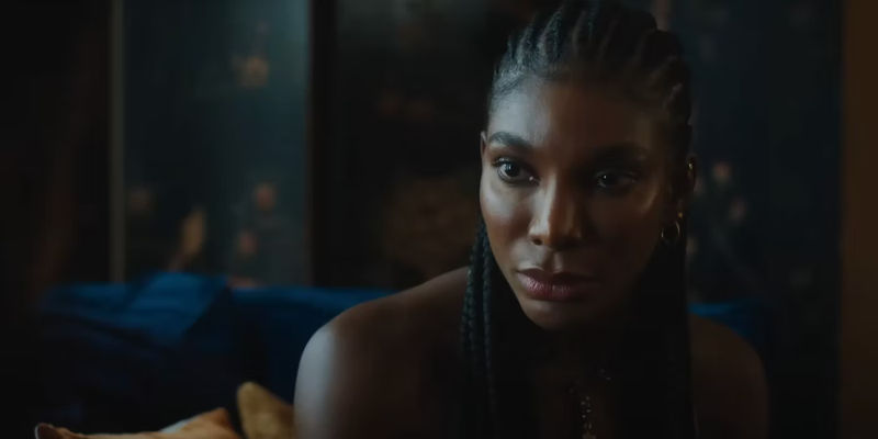 Michaela Coel as Bev looking concerned in Mr. & Mrs. Smith episode 7