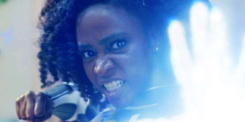 Monica Rambeau firing energy blast in The Marvels