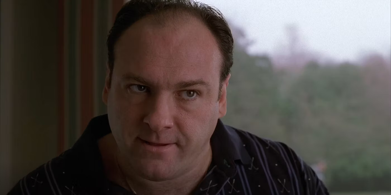 Tony Soprano (James Gandolfini) looking frustrated in The Sopranos season 2.