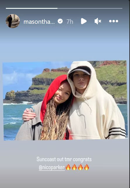 Mason Thames Instagram story with Nico Parker