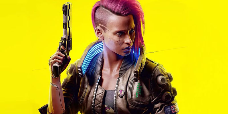 Female V in Cyberpunk 2077's promo art.